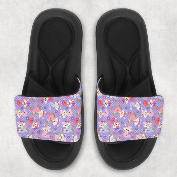 Hand Crafted Other - Girls Memory Foam Pink Purple Lady Fox Design Hand Pressed Flip Flop Sandals